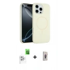MARSİLYAN™- iPhone 16 Pro Kılıf Yankı Form Serisi - Siyah Bilvis 3D Cam Ekran Koruyucu + Raze Metal Kamera Lens - BZ