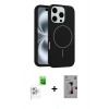 MARSİLYAN™- iPhone 16 Pro Kılıf Yankı Form Serisi - Siyah Bilvis 3D Mat Cam Ekran Koruyucu + Raze Metal Kamera Lens - BZ