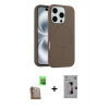 MARSİLYAN™- iPhone 16 Pro Kılıf Yankı Form Serisi - Siyah Bilvis 3D Mat Cam Ekran Koruyucu + Çöl Titanyum Raze Metal Kamera Lens