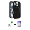 MARSİLYAN™- iPhone 16 Pro Kılıf Yankı Form Serisi - Siyah Bilvis 5in1 3D Magic Cam Ekran Koruyucu + Raze Metal Kamera Lens - BZ