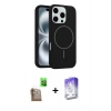 MARSİLYAN™- iPhone 16 Pro Kılıf Yankı Form Serisi - Siyah Bilvis 5in1 3D Magic Cam Ekran Koruyucu + Raze Metal Kamera Lens - CLTM