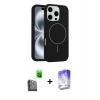 MARSİLYAN™- iPhone 16 Pro Kılıf Yankı Form Serisi - Siyah Bilvis 5in1 3D Magic Cam Ekran Koruyucu + Raze Metal Kamera Lens - SH