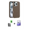 MARSİLYAN™- iPhone 16 Pro Kılıf Yankı Form Serisi - Siyah Bilvis 5in1 5D Magic Hayalet Cam Ekran Koruyucu + Raze Metal Kamera Lens - SH