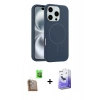 MARSİLYAN™- iPhone 16 Pro Kılıf Yankı Form Serisi - Siyah Bilvis 5in1 5D Magic Hayalet Cam Ekran Koruyucu + Raze Metal Kamera Lens - CLTM