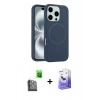 MARSİLYAN™- iPhone 16 Pro Kılıf Yankı Form Serisi - Siyah Bilvis 5in1 5D Magic Hayalet Cam Ekran Koruyucu + Raze Metal Kamera Lens - SH