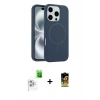 MARSİLYAN™- iPhone 16 Pro Kılıf Yankı Form Serisi - Siyah Buffer Cam Ekran Koruyucu + Raze Metal Kamera Lens - BZ