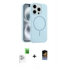 MARSİLYAN™- iPhone 16 Pro Kılıf Yankı Form Serisi - Siyah Buffer Hayalet Cam Ekran Koruyucu + Raze Metal Kamera Lens - BZ