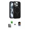 MARSİLYAN™- iPhone 16 Pro Kılıf Yankı Form Serisi - Siyah Buffer Hayalet Cam Ekran Koruyucu + Raze Metal Kamera Lens - SH