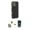 MARSİLYAN™- iPhone 16 Pro Kılıf Yankı Serisi - Siyah 360 Mat Full Body Arka Koruyucu + Raze Metal Kamera Lens - CLTM