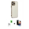 MARSİLYAN™- iPhone 16 Pro Kılıf Yankı Serisi - Siyah 3D Antistatik Mat Seramik Nano Ekran Koruyucu + Raze Metal Kamera Lens - BZ
