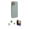 MARSİLYAN™- iPhone 16 Pro Kılıf Yankı Serisi - Siyah 3D Antistatik Mat Seramik Nano Ekran Koruyucu + Raze Metal Kamera Lens - BZ