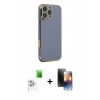 MARSİLYAN™- iPhone 16 Pro Kılıf Yankı Serisi - Siyah 3D Antistatik Mat Seramik Nano Ekran Koruyucu + Raze Metal Kamera Lens - BZ