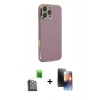 MARSİLYAN™- iPhone 16 Pro Kılıf Yankı Serisi - Siyah 3D Antistatik Mat Seramik Nano Ekran Koruyucu + Raze Metal Kamera Lens - SH