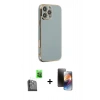 MARSİLYAN™- iPhone 16 Pro Kılıf Yankı Serisi - Siyah 3D Antistatik Mat Seramik Nano Ekran Koruyucu + Raze Metal Kamera Lens - SH