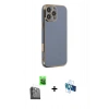 MARSİLYAN™- iPhone 16 Pro Kılıf Yankı Serisi - Siyah 3D Antistatik Seramik Nano Ekran Koruyucu + Siyah Raze Metal Kamera Lens
