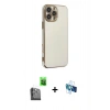 MARSİLYAN™- iPhone 16 Pro Kılıf Yankı Serisi - Siyah 3D Antistatik Seramik Nano Ekran Koruyucu + Siyah Raze Metal Kamera Lens