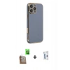 MARSİLYAN™- iPhone 16 Pro Kılıf Yankı Serisi - Siyah Bilvis 0.18mm Plus Cam Ekran Koruyucu + Raze Metal Kamera Lens - CLTM