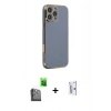 MARSİLYAN™- iPhone 16 Pro Kılıf Yankı Serisi - Siyah Bilvis 0.18mm Plus Cam Ekran Koruyucu + Raze Metal Kamera Lens - SH
