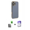 MARSİLYAN™- iPhone 16 Pro Kılıf Yankı Serisi - Siyah Bilvis 5in1 3D Magic Cam Ekran Koruyucu + Raze Metal Kamera Lens - SH