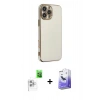 MARSİLYAN™- iPhone 16 Pro Kılıf Yankı Serisi - Siyah Bilvis 5in1 5D Magic Hayalet Cam Ekran Koruyucu + Raze Metal Kamera Lens - BZ
