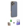 MARSİLYAN™- iPhone 16 Pro Kılıf Yankı Serisi - Siyah Bilvis 5in1 5D Magic Hayalet Cam Ekran Koruyucu + Raze Metal Kamera Lens - CLTM