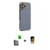 MARSİLYAN™- iPhone 16 Pro Kılıf Yankı Serisi - Siyah Buffer Cam Ekran Koruyucu + Raze Metal Kamera Lens - SH