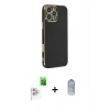 MARSİLYAN™- iPhone 16 Pro Kılıf Yankı Serisi - Siyah Joko Magic 5D Cam + Raze Metal Kamera Lens - BZ