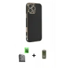 MARSİLYAN™- iPhone 16 Pro Kılıf Yankı Serisi - Siyah Joko Magic 5D Hayalet Cam + Raze Metal Kamera Lens - SH