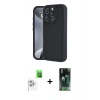 MARSİLYAN™- iPhone 16 Pro Kılıf Yankı Yansıma Özel Seri - Siyah 360 Mat Full Body Arka Koruyucu + Raze Metal Kamera Lens - BZ