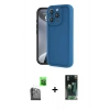 MARSİLYAN™- iPhone 16 Pro Kılıf Yankı Yansıma Özel Seri - Siyah 360 Mat Full Body Arka Koruyucu + Siyah Raze Metal Kamera Lens