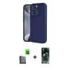 MARSİLYAN™- iPhone 16 Pro Kılıf Yankı Yansıma Özel Seri - Siyah 360 Mat Full Body Arka Koruyucu + Siyah Raze Metal Kamera Lens