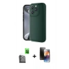MARSİLYAN™- iPhone 16 Pro Kılıf Yankı Yansıma Özel Seri - Siyah 3D Antistatik Mat Seramik Nano Ekran Koruyucu + Raze Metal Kamera Lens - SH