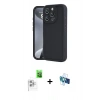 MARSİLYAN™- iPhone 16 Pro Kılıf Yankı Yansıma Özel Seri - Siyah 3D Antistatik Seramik Nano Ekran Koruyucu + Raze Metal Kamera Lens - BZ