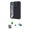 MARSİLYAN™- iPhone 16 Pro Kılıf Yankı Yansıma Özel Seri - Siyah 3D Antistatik Seramik Nano Ekran Koruyucu + Raze Metal Kamera Lens - SH