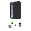 MARSİLYAN™- iPhone 16 Pro Kılıf Yankı Yansıma Özel Seri - Siyah Buffer Hayalet Cam Ekran Koruyucu + Raze Metal Kamera Lens - SH