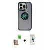 MARSİLYAN™- iPhone 16 Pro Kılıf Yörünge Çizgi - Şeffaf Pasifik Cam Ekran Koruyucu + Raze Metal Kamera Lens - CLTM