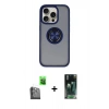 MARSİLYAN™- iPhone 16 Pro Kılıf Yörünge Çizgi - Siyah 360 Mat Full Body Arka Koruyucu + Raze Metal Kamera Lens - SH