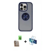 MARSİLYAN™- iPhone 16 Pro Kılıf Yörünge Çizgi - Siyah 3D Antistatik Cam Ekran Koruyucu + Raze Metal Kamera Lens - CLTM