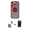 MARSİLYAN™- iPhone 16 Pro Kılıf Yörünge Çizgi - Siyah 3D Antistatik Hayalet Cam Ekran Koruyucu + Raze Metal Kamera Lens - SH