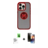 MARSİLYAN™- iPhone 16 Pro Kılıf Yörünge Çizgi - Siyah 3D Antistatik Mat Seramik Nano Ekran Koruyucu + Beyaz Raze Metal Kamera Lens