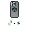 MARSİLYAN™- iPhone 16 Pro Kılıf Yörünge Çizgi - Siyah 3D Antistatik Seramik Nano Ekran Koruyucu + Raze Metal Kamera Lens - BZ
