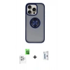 MARSİLYAN™- iPhone 16 Pro Kılıf Yörünge Çizgi - Siyah Bilvis 0.18mm Plus Cam Ekran Koruyucu + Raze Metal Kamera Lens - BZ
