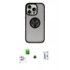 MARSİLYAN™- iPhone 16 Pro Kılıf Yörünge Çizgi - Siyah Bilvis 0.18mm Plus Cam Ekran Koruyucu + Raze Metal Kamera Lens - BZ