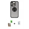 MARSİLYAN™- iPhone 16 Pro Kılıf Yörünge Çizgi - Siyah Bilvis 0.18mm Plus Cam Ekran Koruyucu + Raze Metal Kamera Lens - CLTM