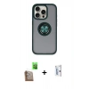 MARSİLYAN™- iPhone 16 Pro Kılıf Yörünge Çizgi - Siyah Bilvis 0.18mm Plus Cam Ekran Koruyucu + Raze Metal Kamera Lens - CLTM