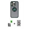 MARSİLYAN™- iPhone 16 Pro Kılıf Yörünge Çizgi - Siyah Bilvis 3D Mat Cam Ekran Koruyucu + Raze Metal Kamera Lens - SH