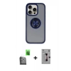 MARSİLYAN™- iPhone 16 Pro Kılıf Yörünge Çizgi - Siyah Bilvis 3D Mat Cam Ekran Koruyucu + Raze Metal Kamera Lens - SH