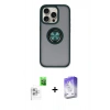 MARSİLYAN™- iPhone 16 Pro Kılıf Yörünge Çizgi - Siyah Bilvis 5in1 3D Magic Cam Ekran Koruyucu + Raze Metal Kamera Lens - BZ
