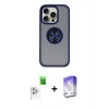 MARSİLYAN™- iPhone 16 Pro Kılıf Yörünge Çizgi - Siyah Bilvis 5in1 3D Magic Cam Ekran Koruyucu + Raze Metal Kamera Lens - BZ