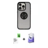 MARSİLYAN™- iPhone 16 Pro Kılıf Yörünge Çizgi - Siyah Bilvis 5in1 5D Magic Hayalet Cam Ekran Koruyucu + Raze Metal Kamera Lens - BZ
